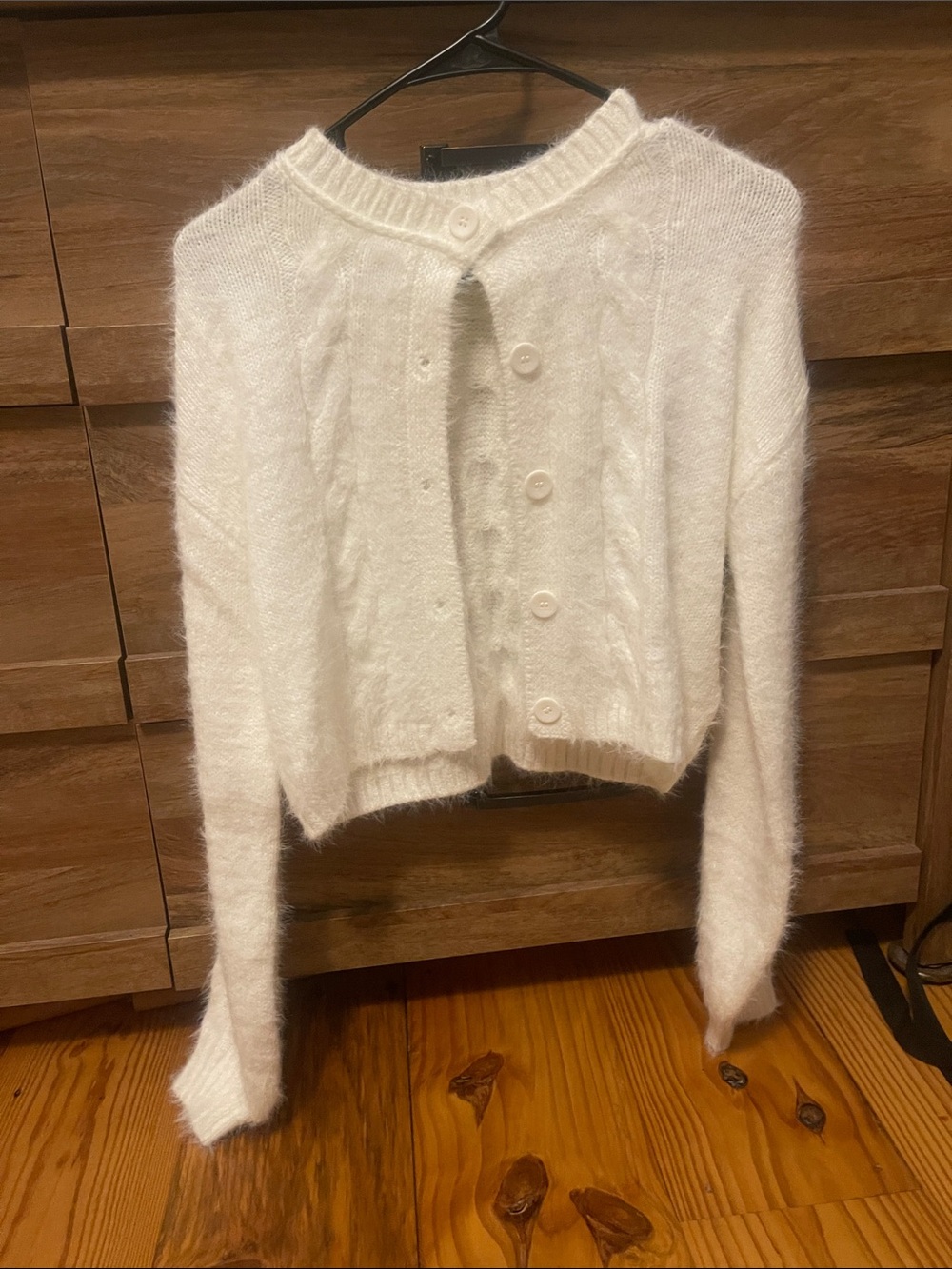 Soft White Button-Front Women's Sweater Cardigan